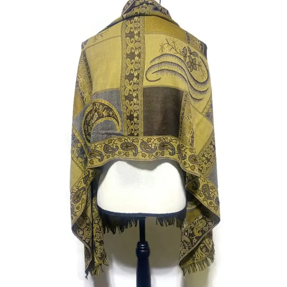 Shoulder Wrap Scarf Two-Toned Brown 67x27